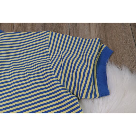 IZOD Striped Men's Large Cotton Polo Shirt w/ Embroidered IZ Logo - Blue Yellow - Picture 11 of 11
